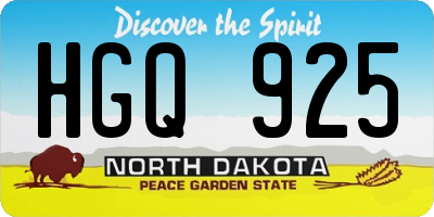 ND license plate HGQ925