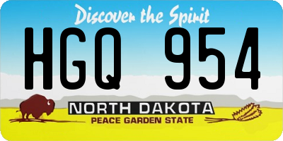 ND license plate HGQ954