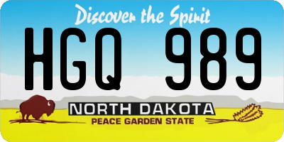 ND license plate HGQ989