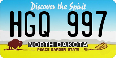 ND license plate HGQ997