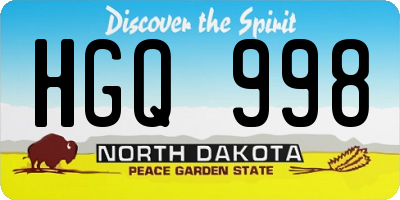 ND license plate HGQ998