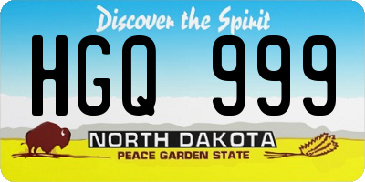 ND license plate HGQ999
