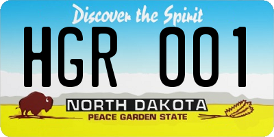 ND license plate HGR001