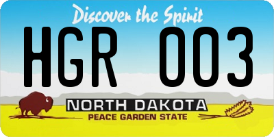 ND license plate HGR003