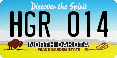 ND license plate HGR014