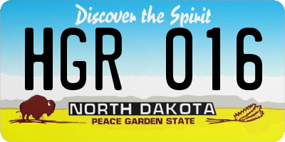 ND license plate HGR016