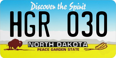 ND license plate HGR030