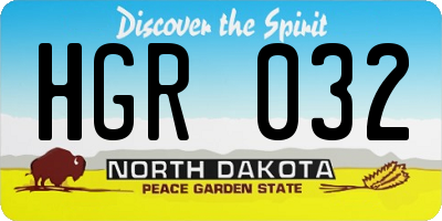 ND license plate HGR032