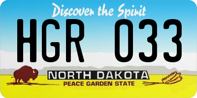 ND license plate HGR033