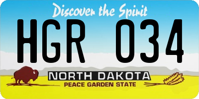 ND license plate HGR034