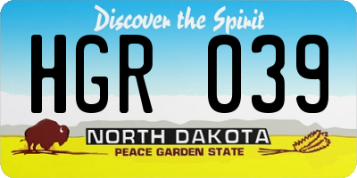 ND license plate HGR039
