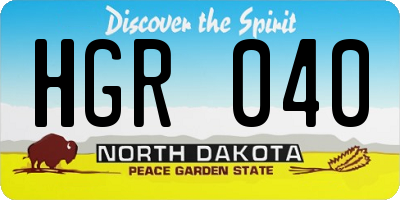 ND license plate HGR040