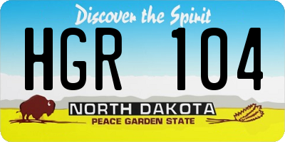 ND license plate HGR104