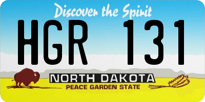 ND license plate HGR131