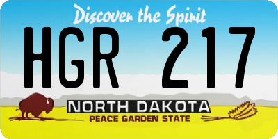 ND license plate HGR217