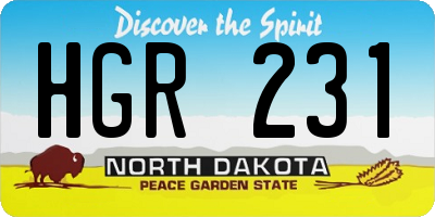 ND license plate HGR231