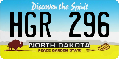 ND license plate HGR296