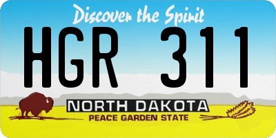ND license plate HGR311