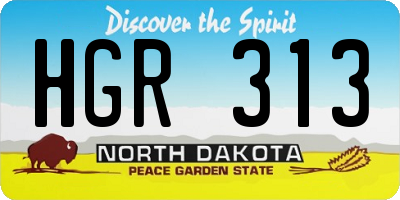 ND license plate HGR313
