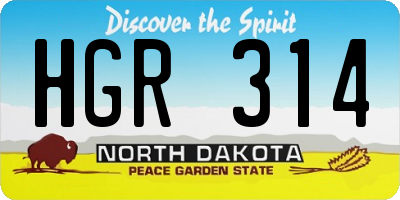 ND license plate HGR314
