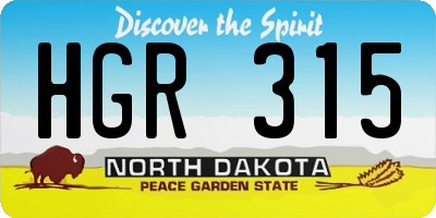 ND license plate HGR315