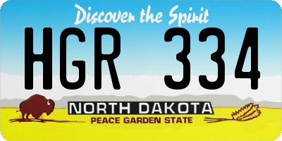 ND license plate HGR334
