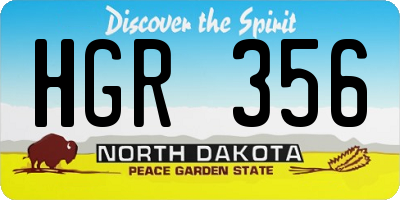 ND license plate HGR356