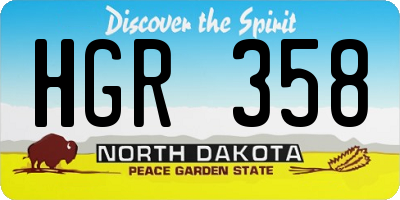 ND license plate HGR358