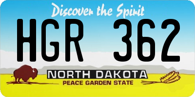 ND license plate HGR362