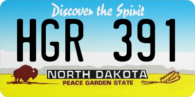 ND license plate HGR391