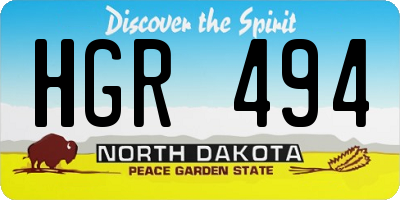 ND license plate HGR494