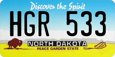 ND license plate HGR533