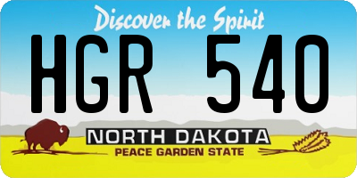 ND license plate HGR540