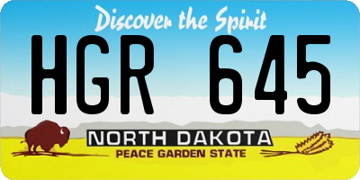 ND license plate HGR645