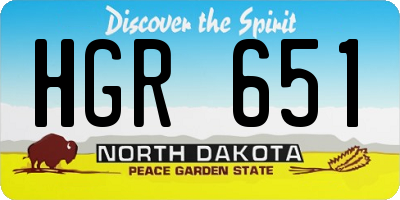 ND license plate HGR651
