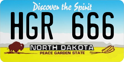 ND license plate HGR666