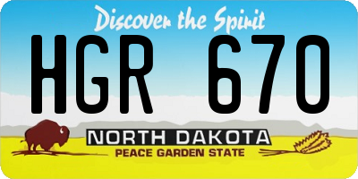 ND license plate HGR670
