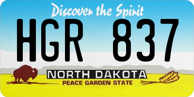 ND license plate HGR837