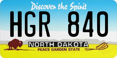 ND license plate HGR840