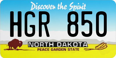 ND license plate HGR850