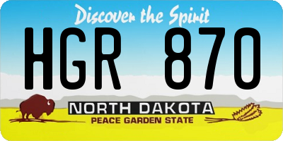 ND license plate HGR870