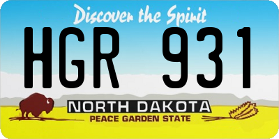 ND license plate HGR931