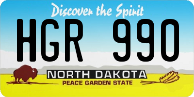 ND license plate HGR990