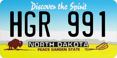 ND license plate HGR991