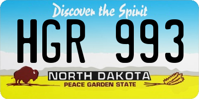 ND license plate HGR993