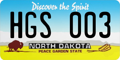 ND license plate HGS003