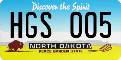 ND license plate HGS005