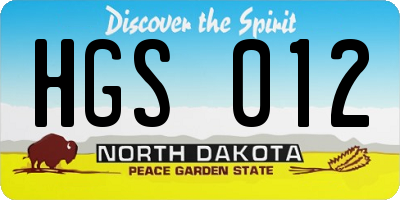 ND license plate HGS012