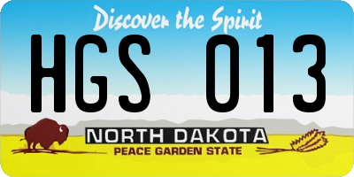 ND license plate HGS013
