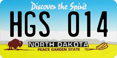 ND license plate HGS014